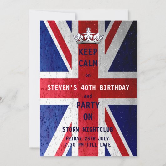 Union Jack UK Flag Unisex Birthday Party Einladung (Vorderseite)