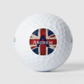 Union Jack UK Monogram Personalisiert Golf Ball (Vorderseite)