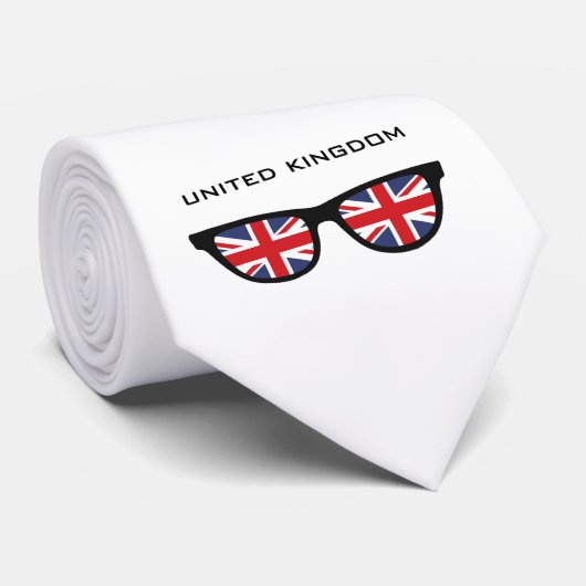 Union Jack UK Shades benutzerdefinierte Text- und  Krawatte (Gerollt)
