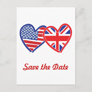 Union Jack/USA Save the Date Ankündigungspostkarte