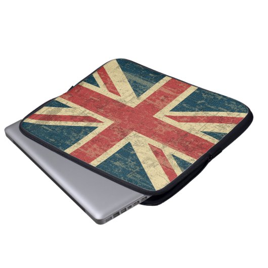 Union Jack Vintag erschüttert Laptopschutzhülle (Vorne Knopf)