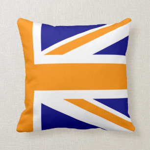 Union Jack zur Hälfte in Navy und Orange Kissen