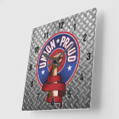 Union Proud Quadratische Wanduhr (Winkel)