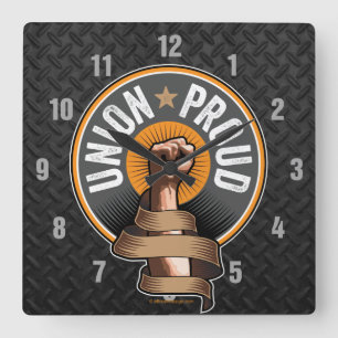Union Proud Square Wall Clock Quadratische Wanduhr