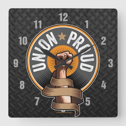 Union Proud Square Wall Clock Quadratische Wanduhr (Vorderseite)
