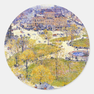 Union Square im Frühling von Frederick Childe Hass Runder Aufkleber