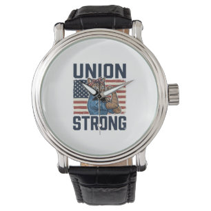 Union Starke Katze Arbeiter Patriotisch Vintage-Sh Armbanduhr