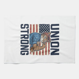 Union Starke Katze Arbeiter Patriotisch Vintage-Sh Geschirrtuch