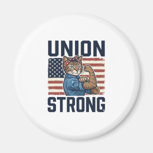 Union Starke Katze Arbeiter Patriotisch Vintage-Sh Magnet