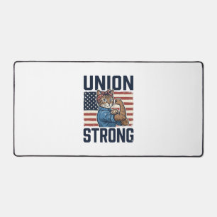 Union Starke Katze Arbeiter Patriotisch Vintage-Sh Schreibtischunterlage
