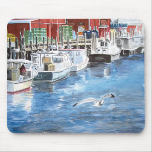Union Wharf Portland, Maine Aquarell Mousepad