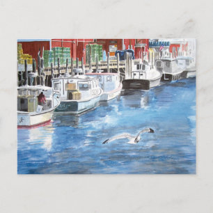 Union Wharf Portland, Maine Aquarell Postkarte