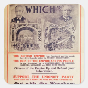 Unionist Party Poster für den britischen General Quadratischer Aufkleber