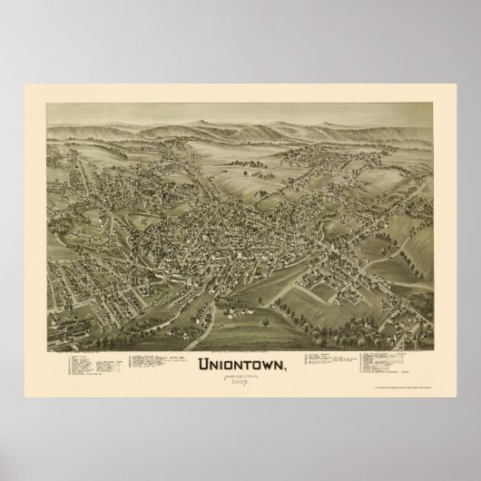 Uniontown, PA Panoramic Map - 1897 Poster (Vorne)