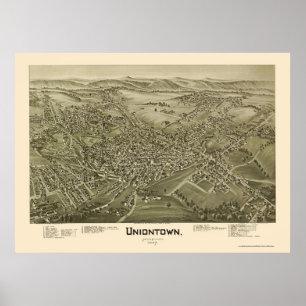 Uniontown, panoramische Karte PAs - 1897 Poster
