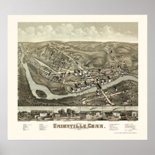 Unionville, panoramische Karte CT - 1878 Poster