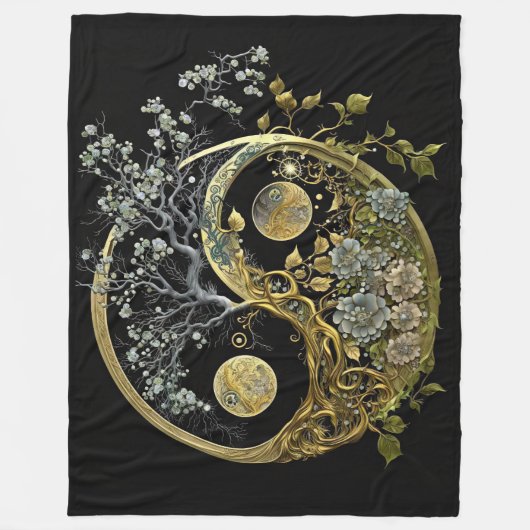 Uniqie Intricate Modern Design Yin und Yang Fleecedecke (Vorderseite)