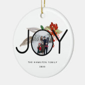 Unique 2 Photo Joy Merry Christmas Keramik Ornament (Links)