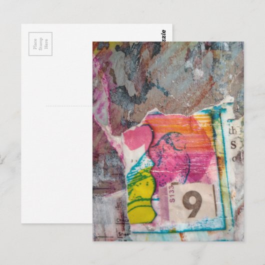  unique abstract mixed media collage Bird 9 Postkarte (Vorne/Hinten)