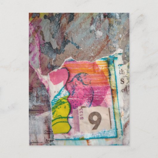  unique abstract mixed media collage Bird 9 Postkarte (Vorderseite)