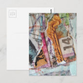  unique abstract mixed media collage Time 14 Postkarte (Vorne/Hinten)