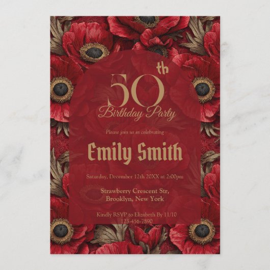 Unique Anemones Inspired Beach Party Einladung (Vorderseite)