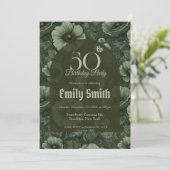 Unique Anemones Sparkle Happy Birthday Einladung (Stehend Vorderseite)