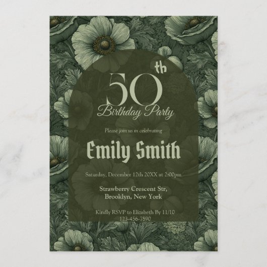 Unique Anemones Sparkle Happy Birthday Einladung (Vorderseite)