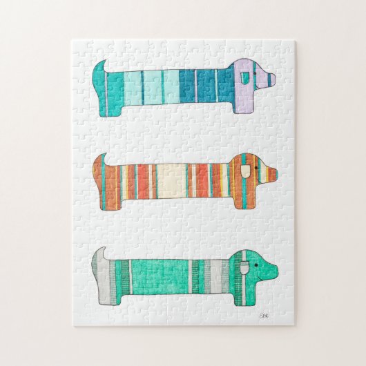 Unique Art Puzzle - 3 Dachshund Color Study (Vertikal)