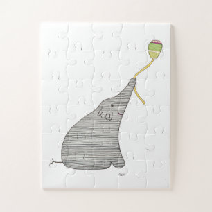 Unique Art Puzzle - Elefant mit Ballon #1
