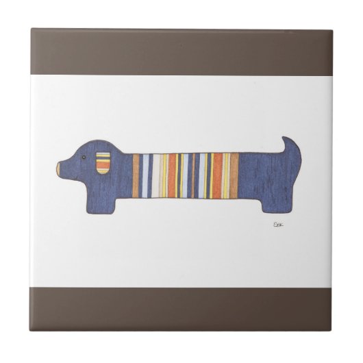 Unique Art Tile - Dackel #1 - Erin Brie Art Fliese (Vorderseite)