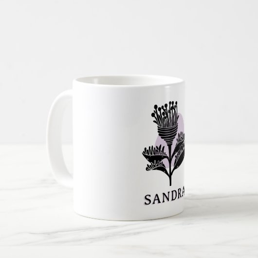 Unique Artistic Floral Monochrome Personalized  Kaffeetasse (Vorderseite Links)
