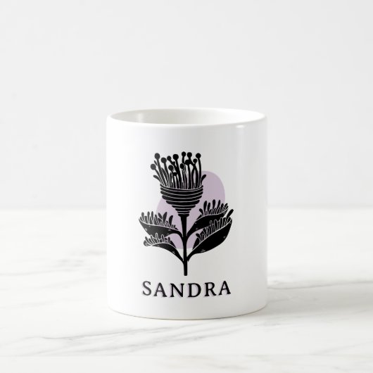Unique Artistic Floral Monochrome Personalized  Kaffeetasse (Mittel)