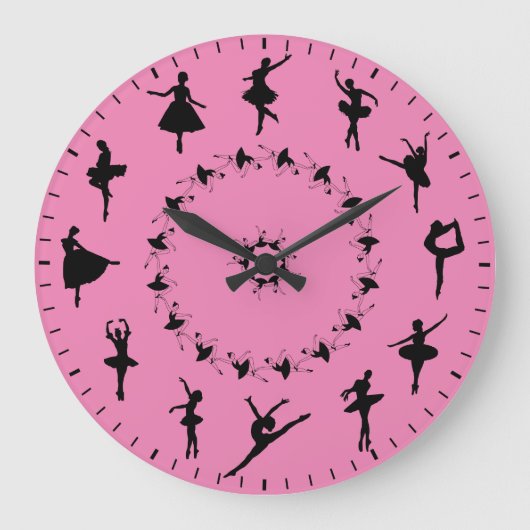 Unique Ballerina Silhouettes Themed Large Clock Große Wanduhr (Vorderseite)