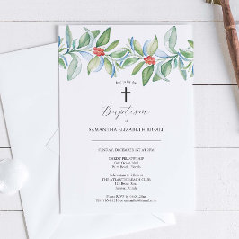 Unique Baptism Invitations Christmas Greenery Einladung