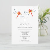 Unique Baptism Invitations Red Dragonfly Einladung (Stehend Vorderseite)