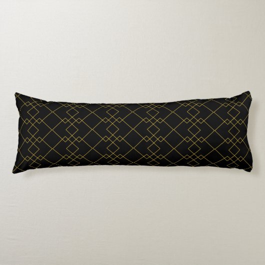 Unique Black Body Pillow Featuring Gold Box Design Seitenschläferkissen (Vorderseite)