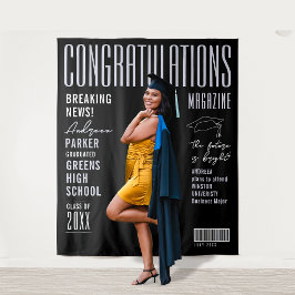 Unique Black Congratulations Grad Magazine Welcome Wandteppich