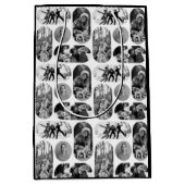 Unique Black & White Photo Collage Mittlere Geschenktüte (Vorderseite)