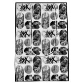 Unique Black & White Photo Collage Mittlere Geschenktüte (Rückseite)