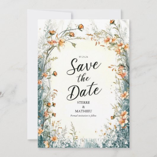 Unique Bloom Wildblume Wedding Save The Date (Vorderseite)