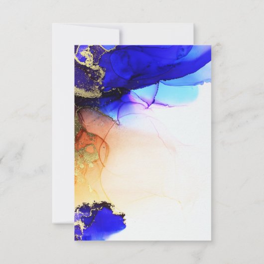 Unique Blue Orange Gold Wedding RSVP Card (Rückseite)