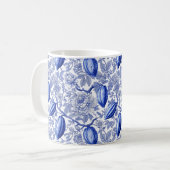Unique Blue Toile Cocoa Chic Botanical Pattern Kaffeetasse (Vorderseite Links)
