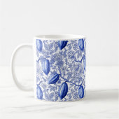 Unique Blue Toile Cocoa Chic Botanical Pattern Kaffeetasse (Links)