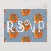 Unique Blue Watercolor Wildblume Wedding RSVP Postkarte (Vorderseite)