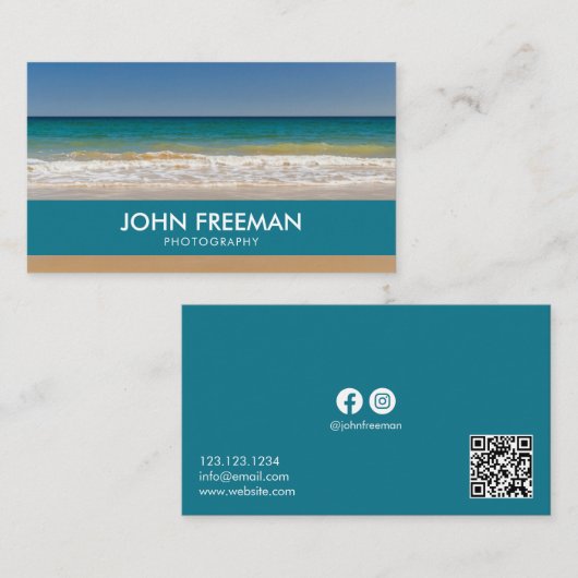 Unique Blue Waves Beach Fotograf Visitenkarte (Vorne/Hinten)