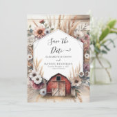 Unique Boho Barnyard Wedding Save The Date (Stehend Vorderseite)