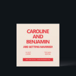 Unique Bold Red Text Modern Minimalist Wedding  Einladung<br><div class="desc">Announce your special day in style with this modern and minimalist wedding invitation. Featuring bold, red typography on a soft, neutral background, this design keeps it simple while making a strong statement. Perfect for couples planning a contemporary wedding, this invitation exudes sophistication with its clean lines and straightforward layout. Whether...</div>