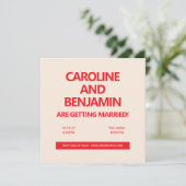 Unique Bold Red Text Modern Minimalist Wedding Einladung (Stehend Vorderseite)