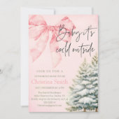 Unique Bow Girl's Baby Shower in the Winter Einladung (Vorderseite)